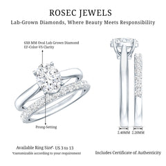 Oval Shape Solitaire Lab Grown Diamond Bridal Ring Set