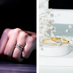 Oval Shape Solitaire Lab Grown Diamond Bridal Ring Set