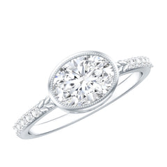 Oval Lab Grown Diamond Solitaire Engagement Ring in Bezel Setting