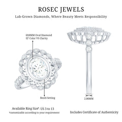 Vintage Style Oval Lab Grown Diamond Statement Engagement Ring