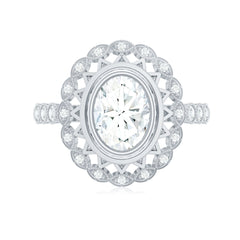 Vintage Style Oval Lab Grown Diamond Statement Engagement Ring