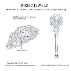Vintage Inspired Engagement Ring with Lab Grown Diamond