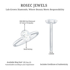 Bezel Set Oval Lab Grown Diamond Solitaire Ring
