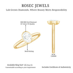Bezel Set Oval Lab Grown Diamond Solitaire Ring