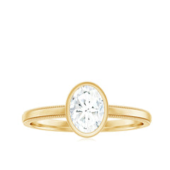 Bezel Set Oval Lab Grown Diamond Solitaire Ring