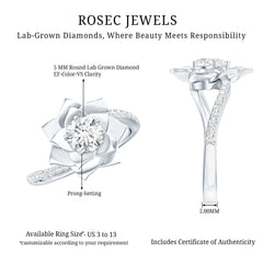 Lab Grown Diamond Nature Inspired Floral Bypass Ring