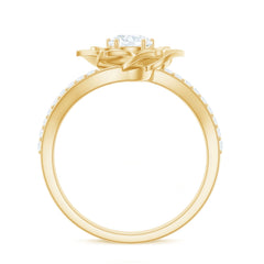 Lab Grown Diamond Nature Inspired Floral Bypass Ring