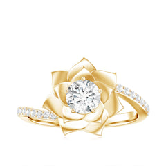 Lab Grown Diamond Nature Inspired Floral Bypass Ring