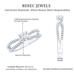 Solitaire Lab Grown Diamond Split Shank Engagement Ring