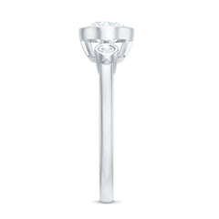 Bezel Set Oval Lab Grown Diamond East West Engagement Ring