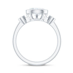 Bezel Set Oval Lab Grown Diamond East West Engagement Ring