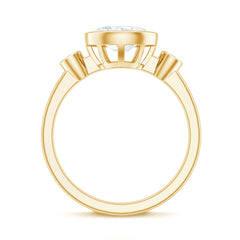 Bezel Set Oval Lab Grown Diamond East West Engagement Ring