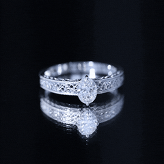 Oval Shape 6X8MM Lab Grown Diamond Filigree Engagement Ring