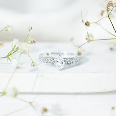 Oval Shape 6X8MM Lab Grown Diamond Filigree Engagement Ring