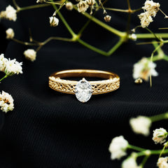 Oval Shape 6X8MM Lab Grown Diamond Filigree Engagement Ring