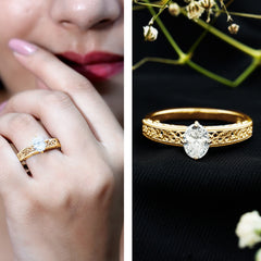 Oval Shape 6X8MM Lab Grown Diamond Filigree Engagement Ring