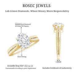 Claw Set Oval Shape Lab Grown Diamond Solitaire Engagement Ring