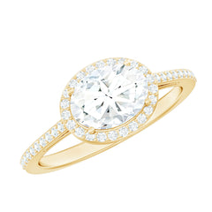 Oval Shape Lab Grown Diamond Engagement Ring with Halo