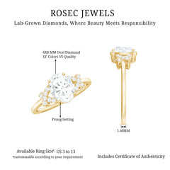 Oval Shape Lab Grown Diamond Solitaire Ring in Split Shank