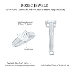 Heart Shape Lab Grown Diamond Solitaire Ring with Side Stones