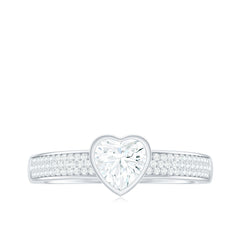 Heart Shape Lab Grown Diamond Solitaire Ring with Side Stones