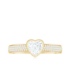 Heart Shape Lab Grown Diamond Solitaire Ring with Side Stones