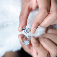 2 Carat Moissanite Floral Engagement Ring with Bypass Shank