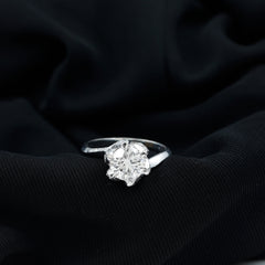 2 Carat Moissanite Floral Engagement Ring with Bypass Shank