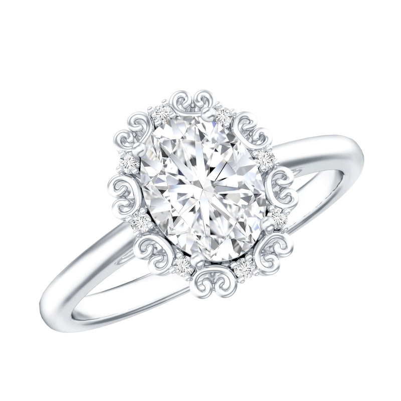 Womens 3.5 Carat Moissanite Vintage Style Engagement Ring