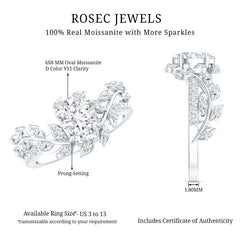 Certified 1.2 Carat Moissanite Vine Engagement Ring in Silver