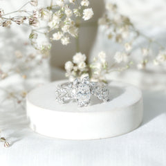 Certified 1.2 Carat Moissanite Vine Engagement Ring in Silver