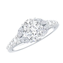 Oval Moissanite Designer Engagement Ring in 14k Gold Plated Silver