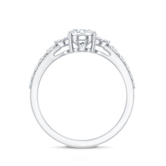 Oval Moissanite Designer Engagement Ring in 14k Gold Plated Silver