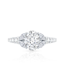 Oval Moissanite Designer Engagement Ring in 14k Gold Plated Silver