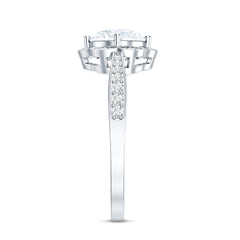 Certified Moissanite Designer Engagement Ring with Scalloped Halo