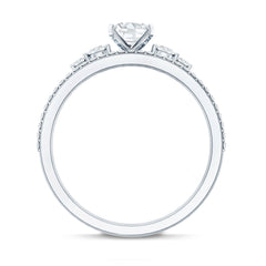 Certified Moissanite Designer Engagement Ring with Scalloped Halo