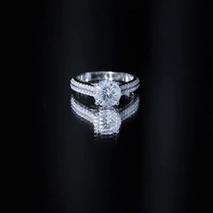 Womens 2 Carat Moissanite Engagement Ring with Side Stones