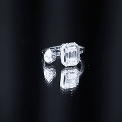 Women's Moissanite Two Stone Engagement Ring in Silver