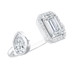 Women's Moissanite Two Stone Engagement Ring in Silver