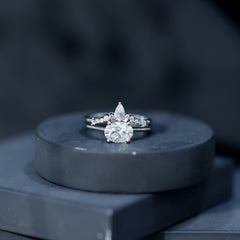 1.2 Carat Oval Shaped Moissanite East West Engagement Ring with Band