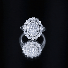 Certified 2 Carat Oval Moissanite Double Halo Engagement Ring
