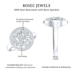 Sterling Silver Moissanite Cluster Engagement Ring for Women