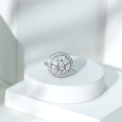 Sterling Silver Moissanite Cluster Engagement Ring for Women