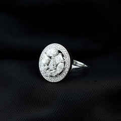 Sterling Silver Moissanite Cluster Engagement Ring for Women