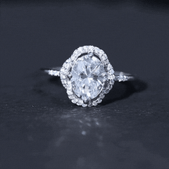 Vintage Inspired Moissanite Oval Engagement Ring in Silver