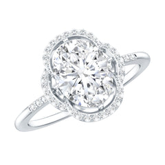 Vintage Inspired Moissanite Oval Engagement Ring in Silver