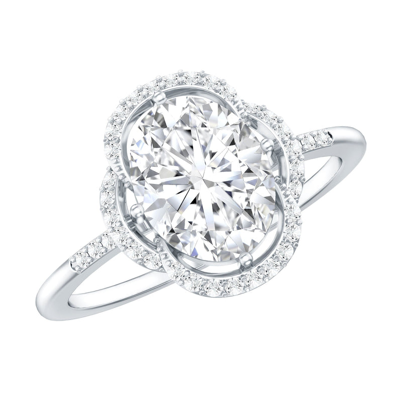 Vintage Inspired Moissanite Oval Engagement Ring in Silver