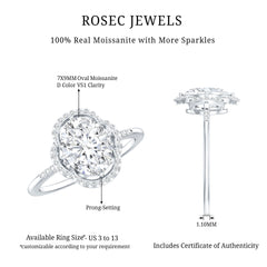 Vintage Inspired Moissanite Oval Engagement Ring in Silver