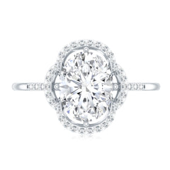 Vintage Inspired Moissanite Oval Engagement Ring in Silver