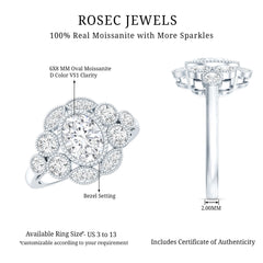 Certified 1.2 Carat Oval Moissanite Statement Engagement Ring